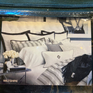 Ralph Lauren Wiltshire Black White Stripe King Pillow Shams New without tags